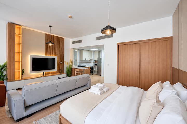 Bedroom area, Bright and Cozy | Studio in Motor City